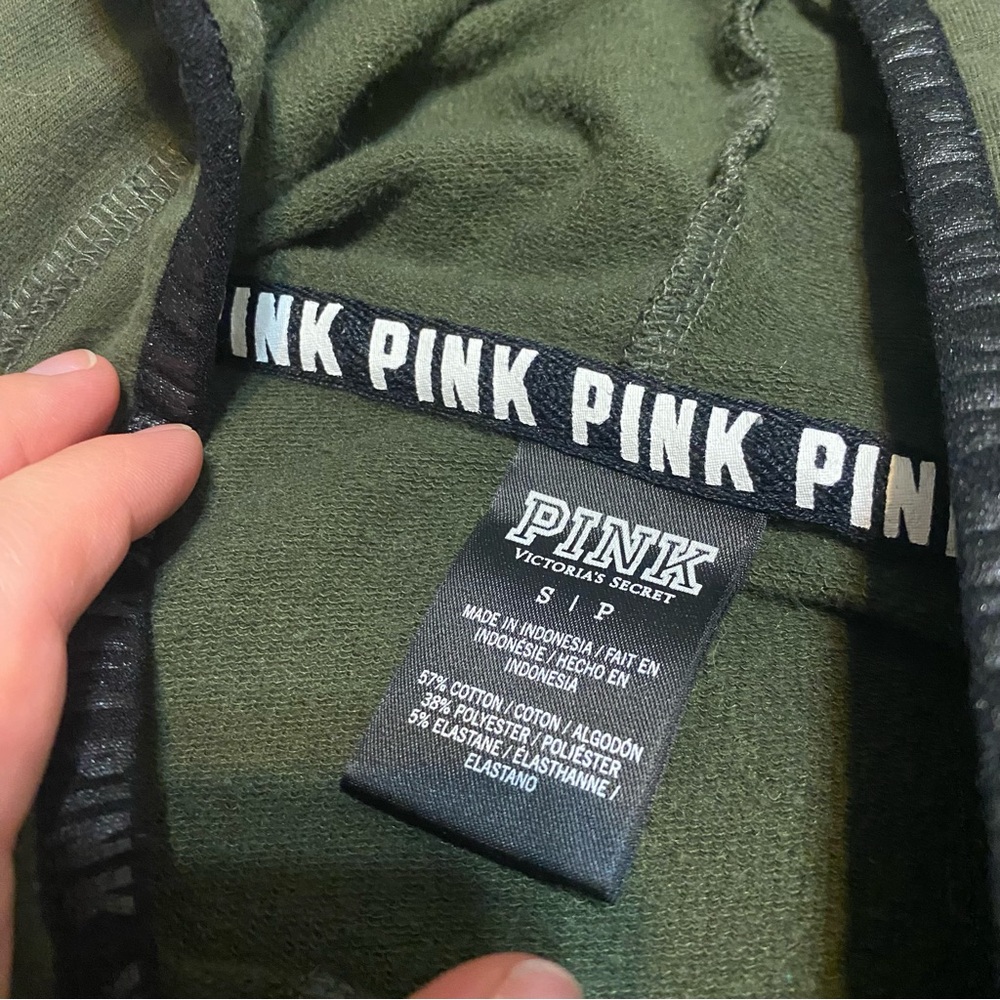 {Victoria’s Secret | PINK} Green Hooded Zip Up Sweatshirt ~ Size Small - Picture 4 of 16